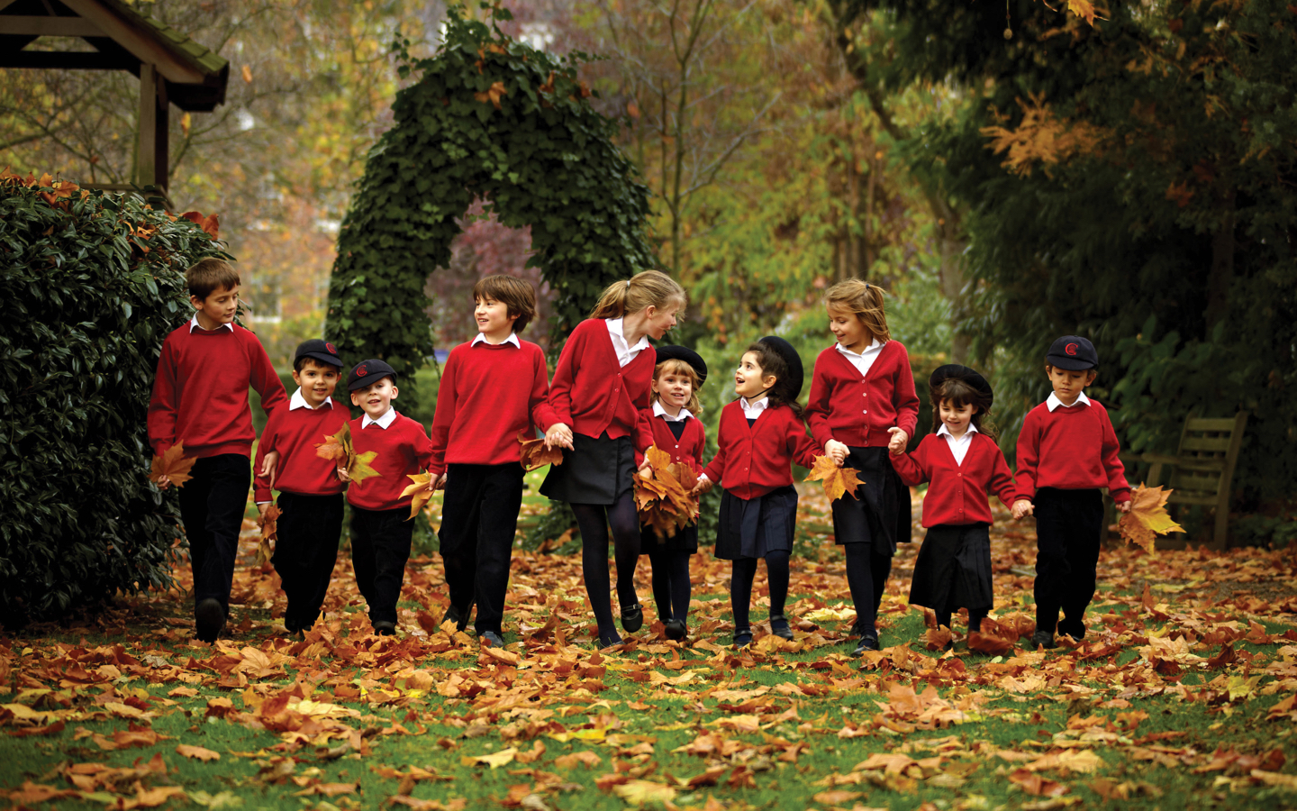 Cameron Vale School pupils walking in the woods